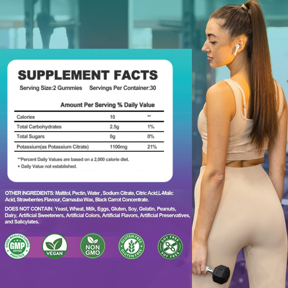 Swiss Bioenergetics label on gummies bottle highlighting gluten free and sugar free formula