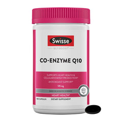 Swisse CoQ10 softgel bottle front showing daily heart health support.