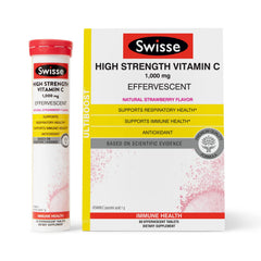 Swisse effervescent Vitamin C 1000mg tablet dissolving in water for a refreshing immune support drink