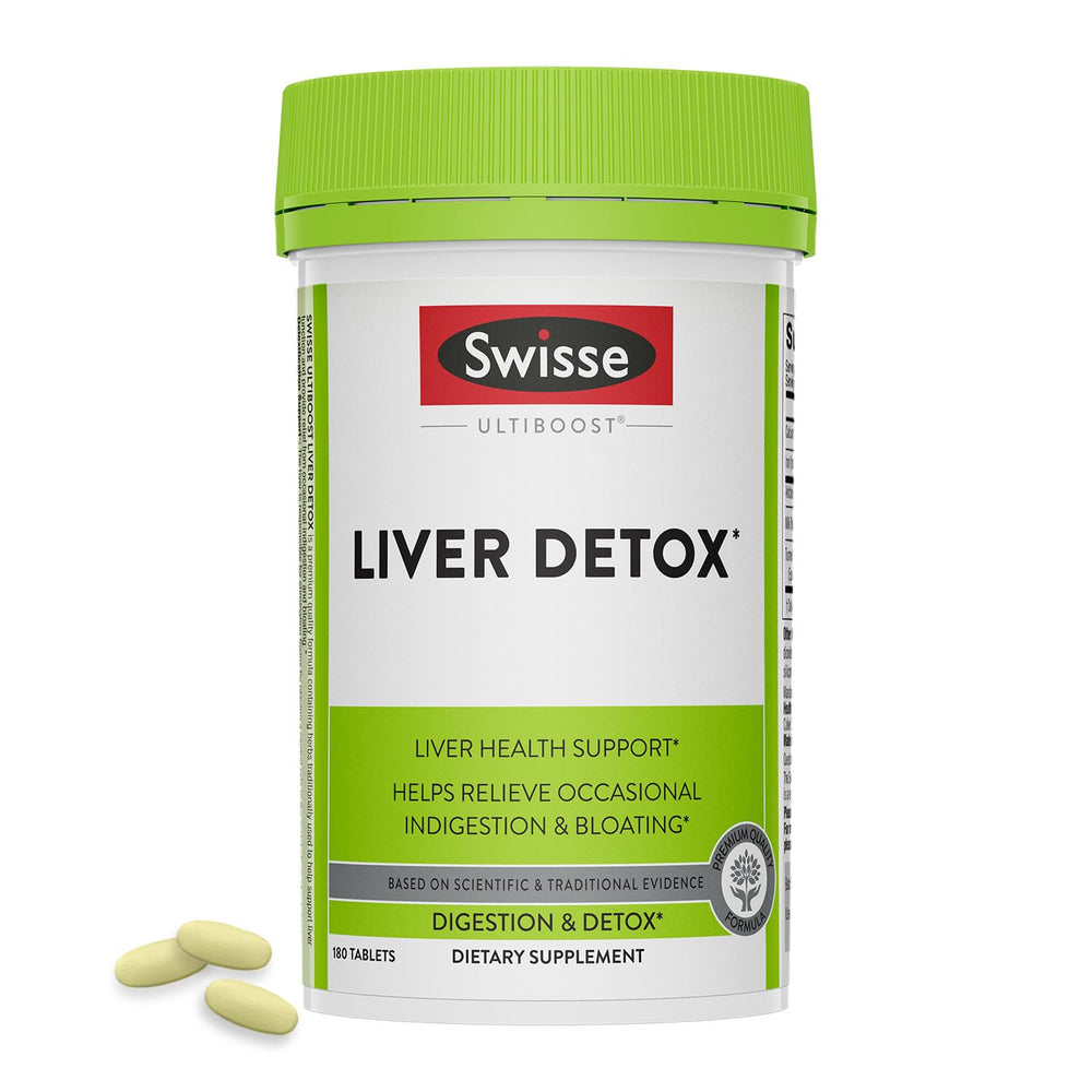 Swisse Milk Thistle Liver Cleanse bottle shows 180 capsules for liver support