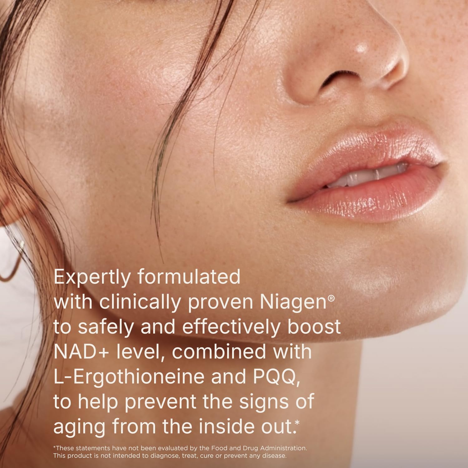 Close-up of Swisse NAD+ Pro Anti-Aging capsules shows easy daily supplementation for energy.