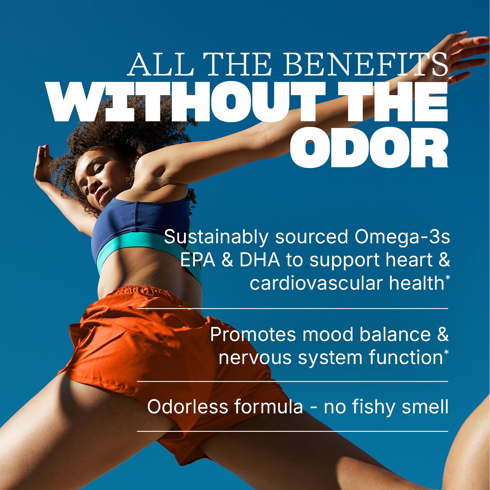 Swisse Wild Fish Oil EPA/DHA softgels close-up for heart and brain health.