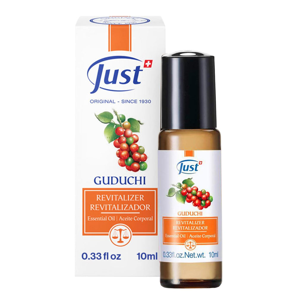 SwissJust Guduchi Revitalizer roll-on bottle for on-the-go refresh