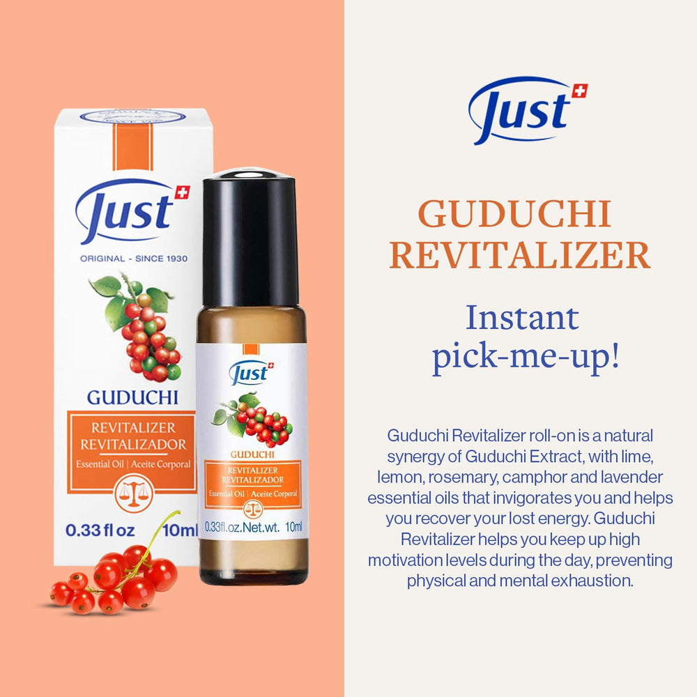Guduchi Revitalizer roll-on applied to temples for quick alertness