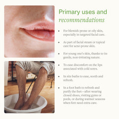 SwissJust Tea Tree Oil foot spray application on feet.