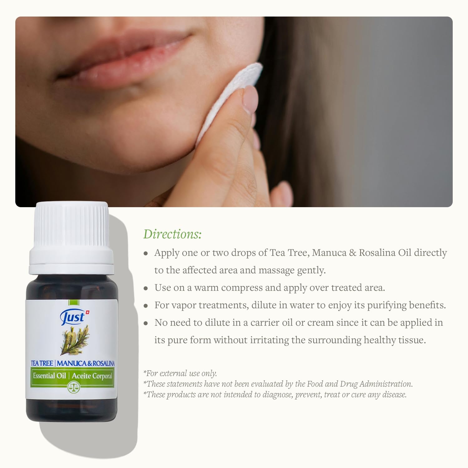 SwissJust Tea Tree Oil used in mouthwash for oral care.