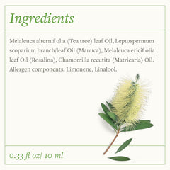 SwissJust Tea Tree Oil packaging on display, travel-friendly.