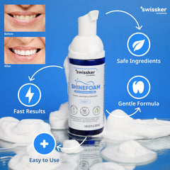Swissker ShineFoam bottle interior view underscores compact 1.69 oz travel pack.