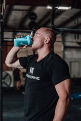 Tart cherry splash with Swolverine Intra Tropical Blast hints at recovery-friendly flavor.
