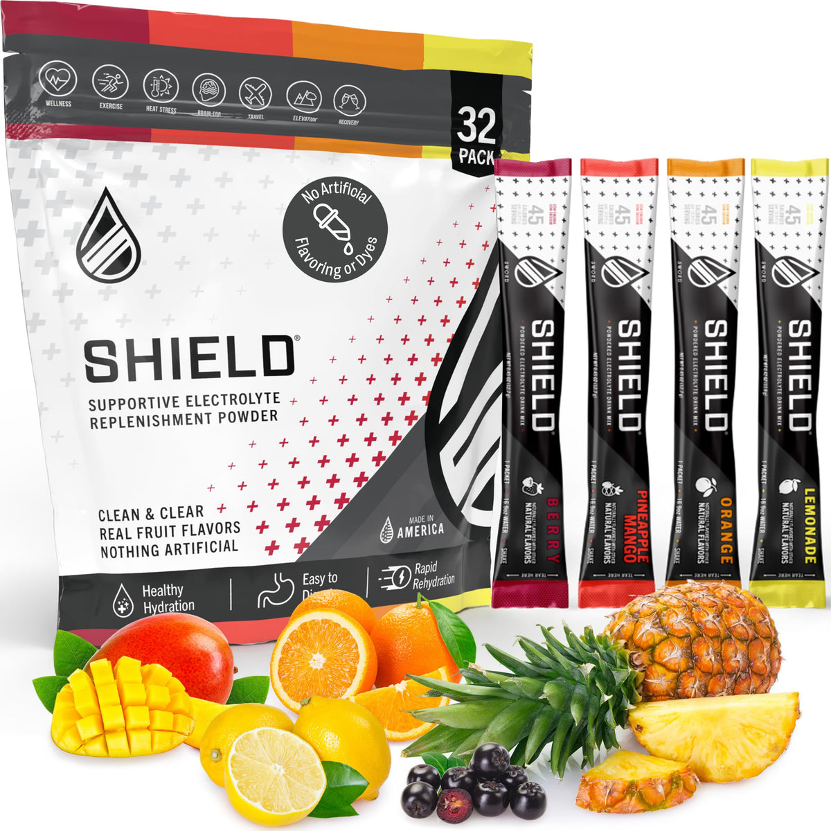 SWORD PERFORMANCE SHIELD berry packet delivers real fruit flavor for quick hydration on the go