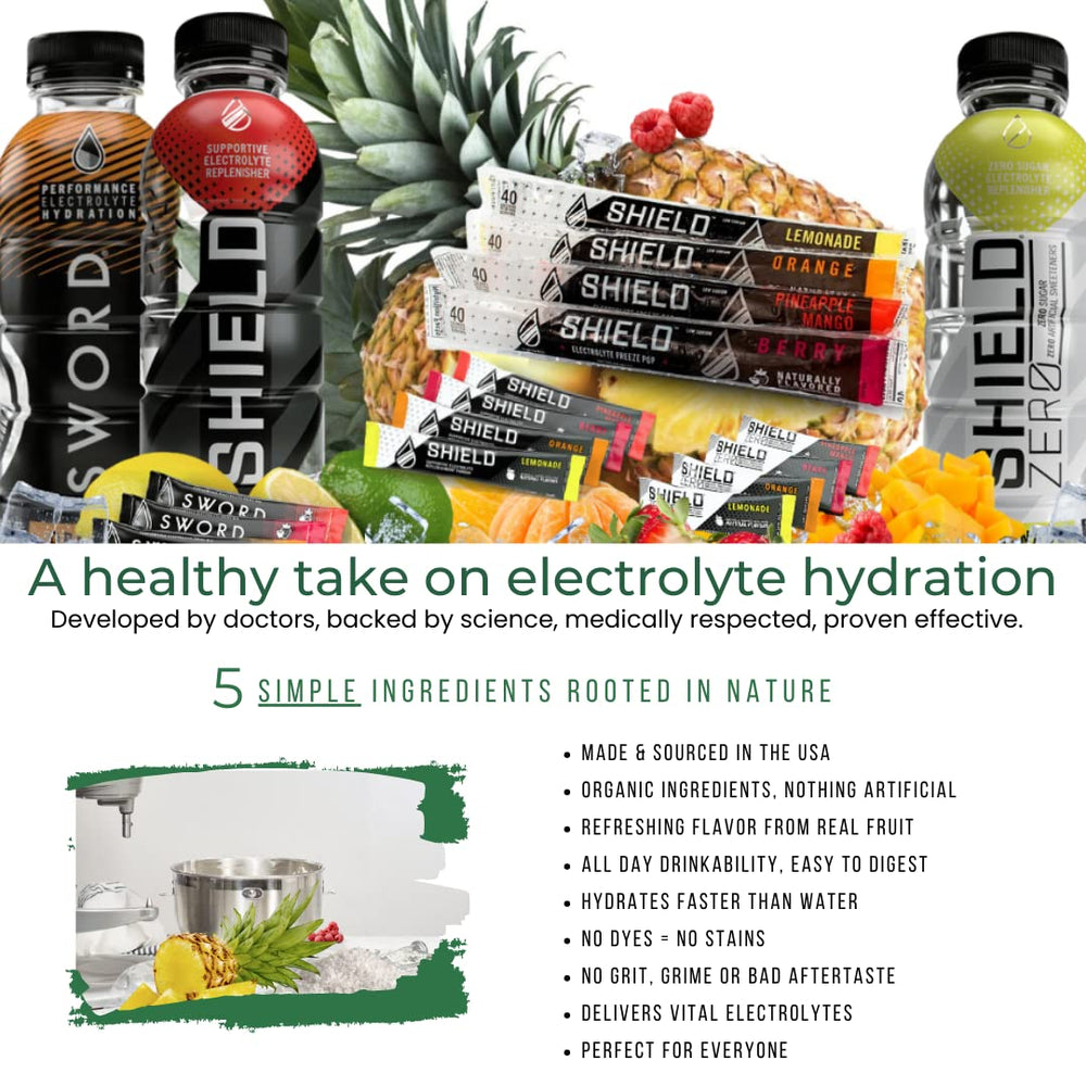 SWORD PERFORMANCE SHIELD orange packet provides clean electrolyte replenishment with natural taste