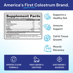 Symbiotics Colostrum Plus Powder scoop measuring a precise daily serving.