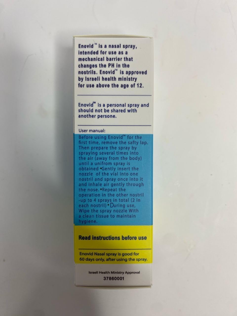 Close up of Symo Kane Enovid spray mist for easy nasal application.