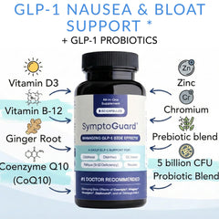 SymptoGuard GLP-1 capsules ready for daily use in a wellness routine.