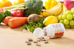 SynB probiotic capsules on a white background, convenient daily supplement.
