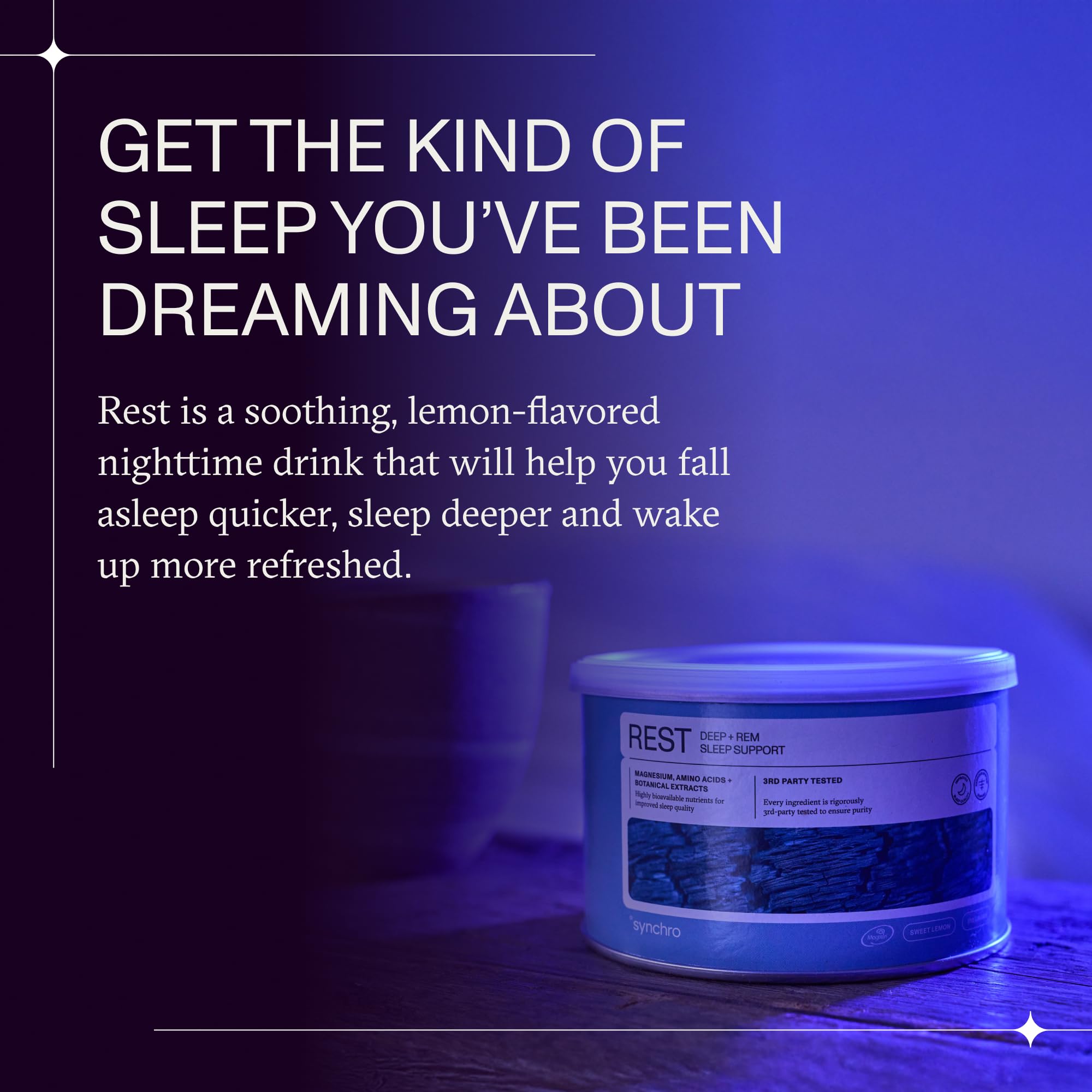 Synchro Rest Sleep powder dissolving in water for a smooth nightly ritual