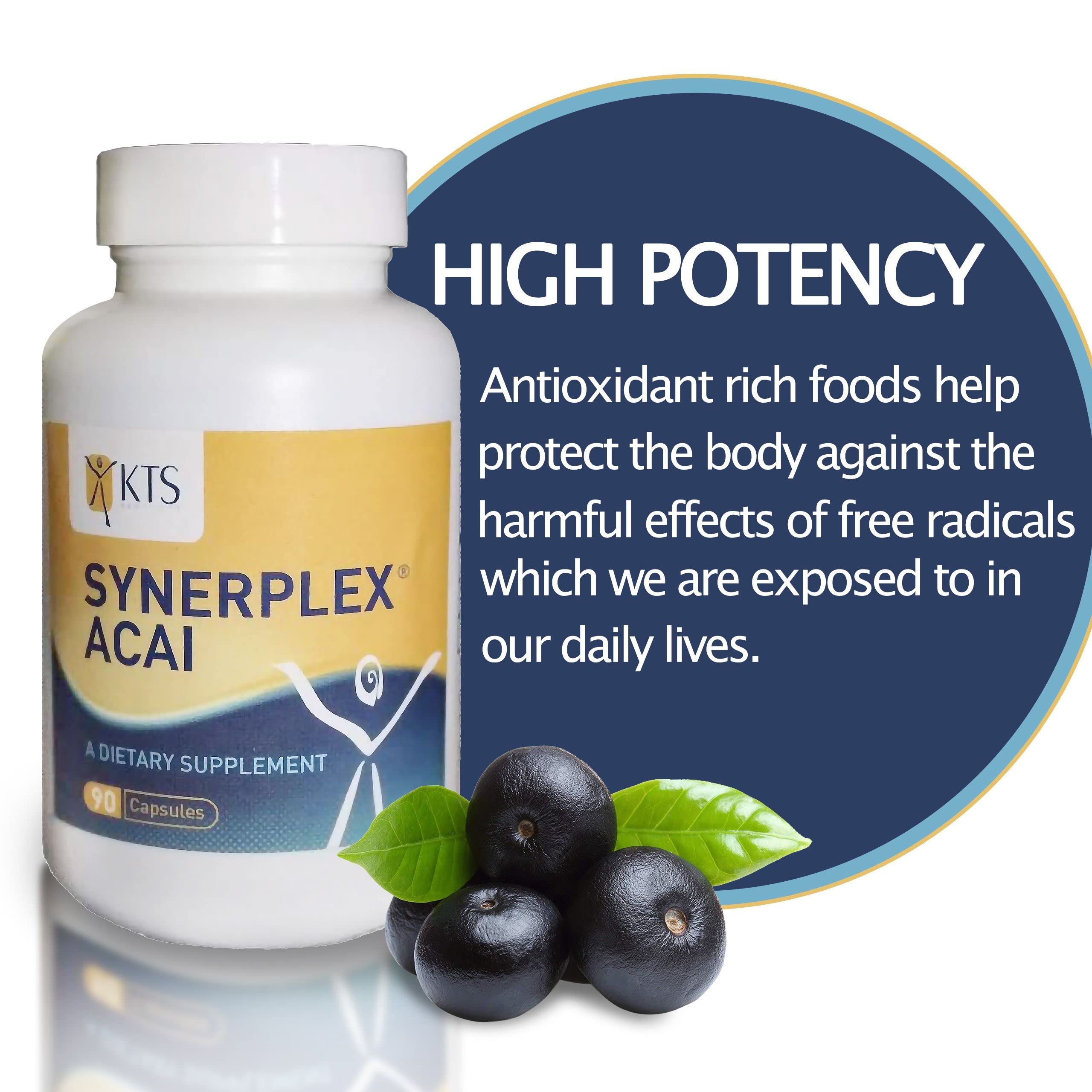 Synerplex Acai capsules being poured for easy daily intake