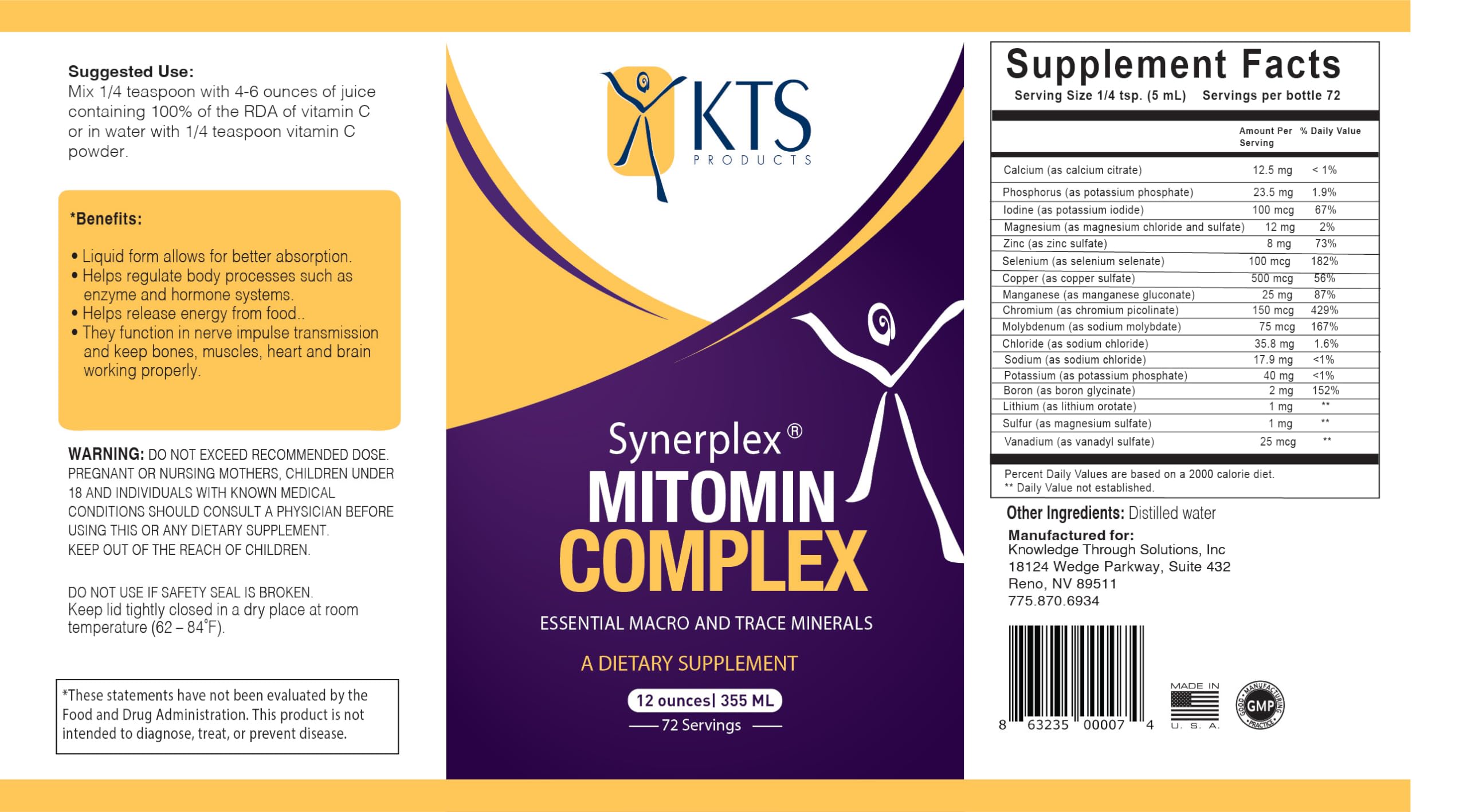 Synerplex MitoMin Complex bottle beside a glass of water.