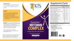 Synerplex MitoMin Complex bottle beside a glass of water.