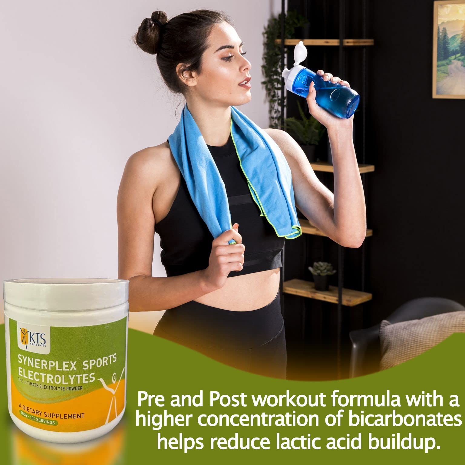 Synerplex powder stirred into a glass after a workout for recovery.