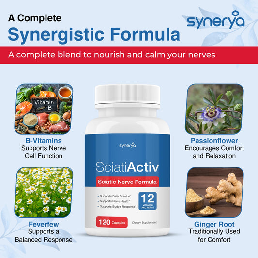 SYNERYA Vitamin B Complex capsules close-up for daily nerve nourishment.