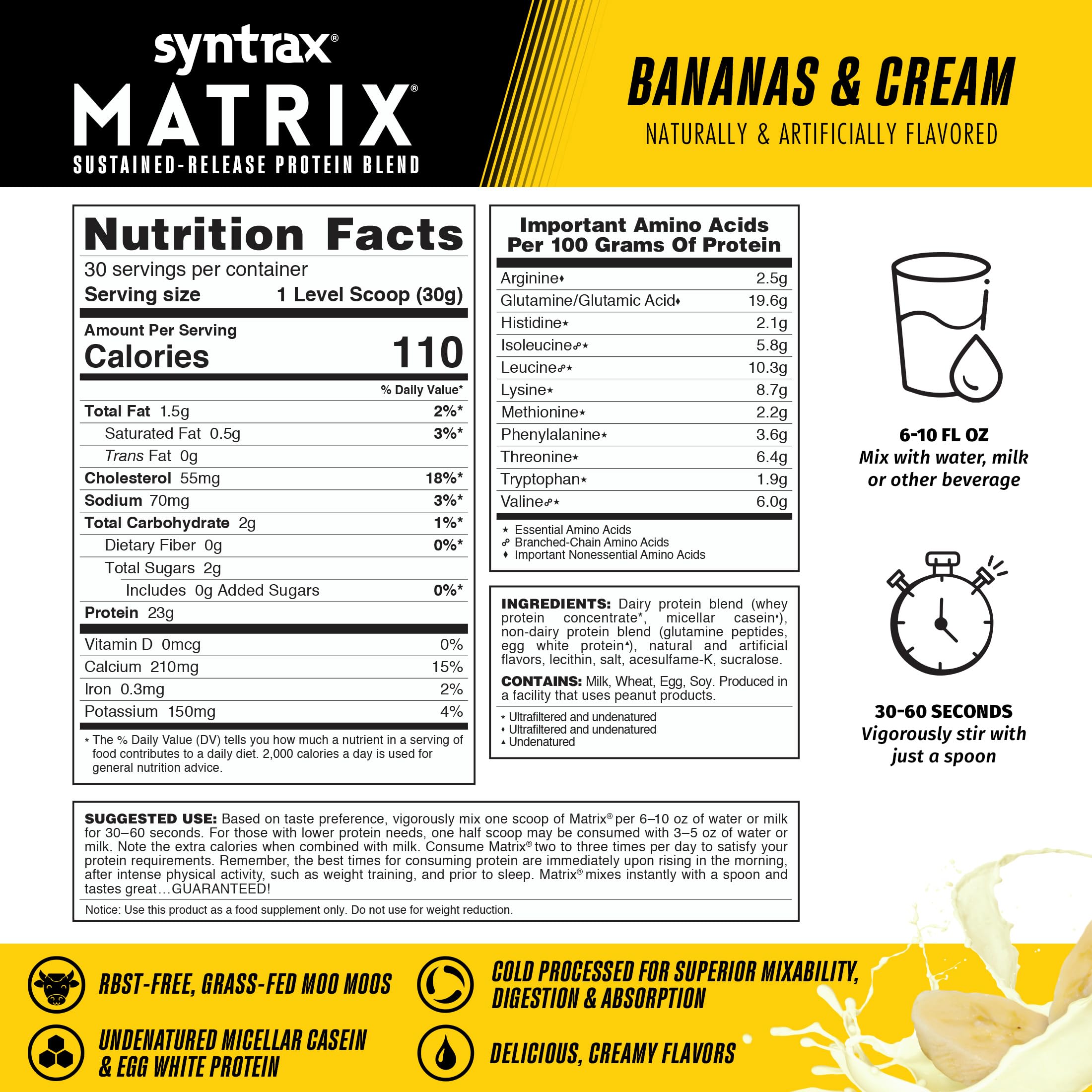 Syntrax Matrix banana cream shake in a blender highlights creamy texture for smoothies.