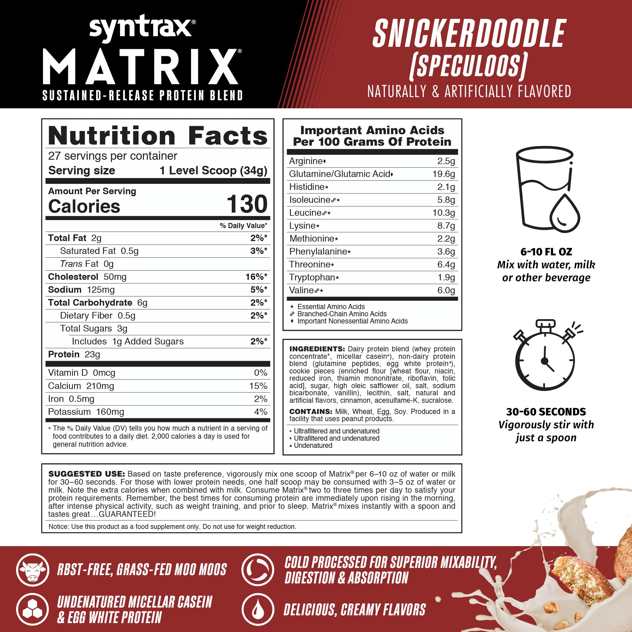 Syntrax Matrix Snickerdoodle flavor offers rich taste without chalky aftertaste.