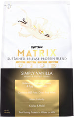 Syntrax Matrix bottle showcasing sustained-release protein for convenient daily shakes.