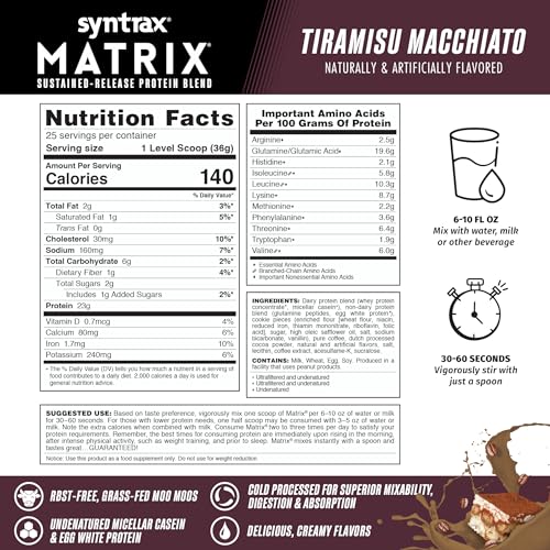 Syntrax Matrix Tiramisu Macchiato scoop showing precise measuring for easy mixing