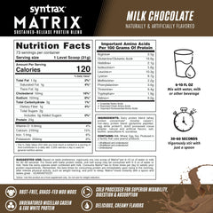 Matrix blends whey, micellar casein and egg white for steady protein delivery.