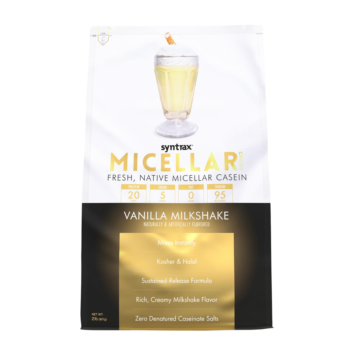 Syntrax Micellar Crème vanilla milkshake powder for smooth, creamy shakes