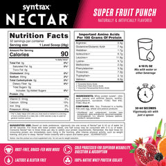 Syntrax Nectar glass shows juice-like drink, lactose- and gluten-free.