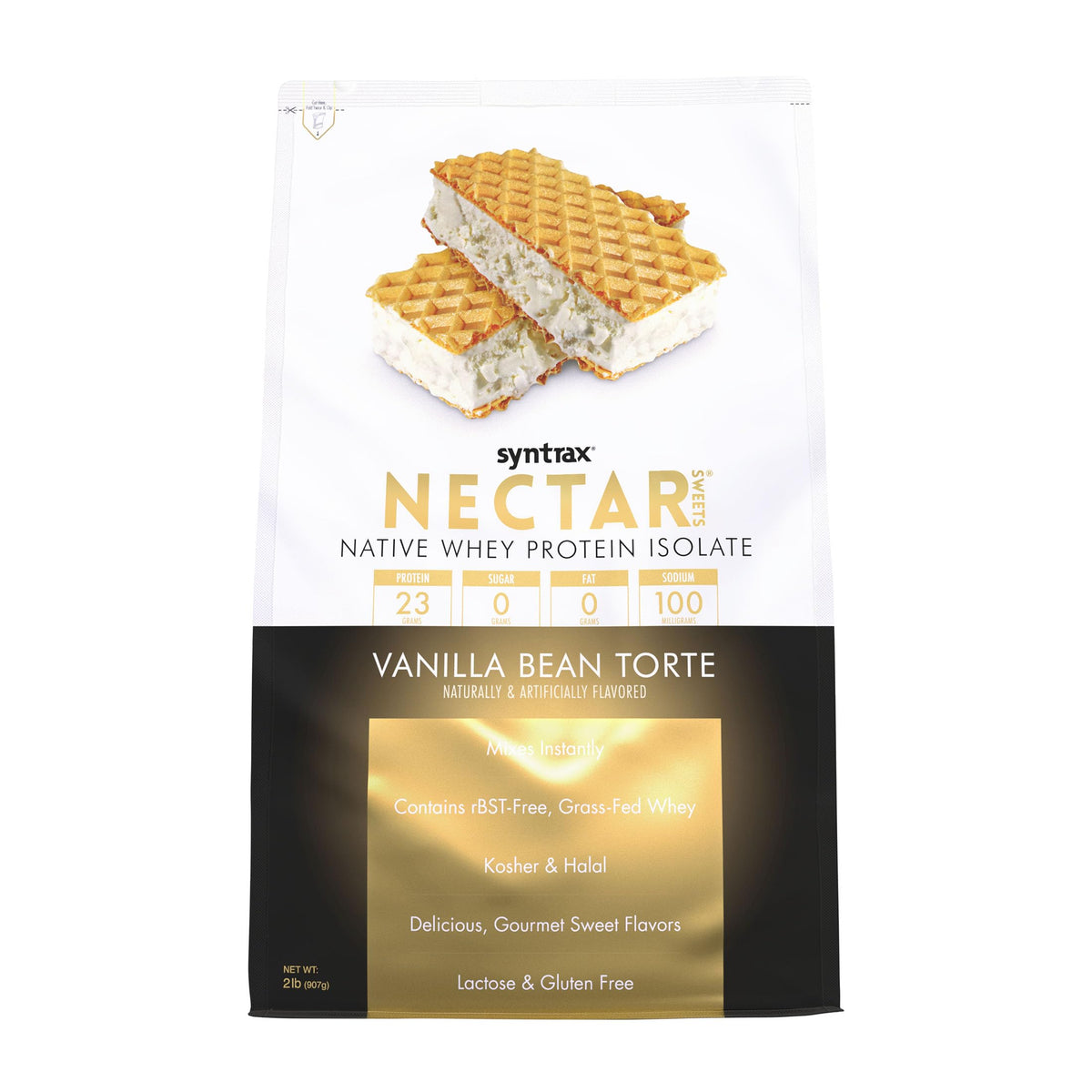 Syntrax Nectar Sweets Vanilla Bean Torte tub with label, zero carbs and zero fat
