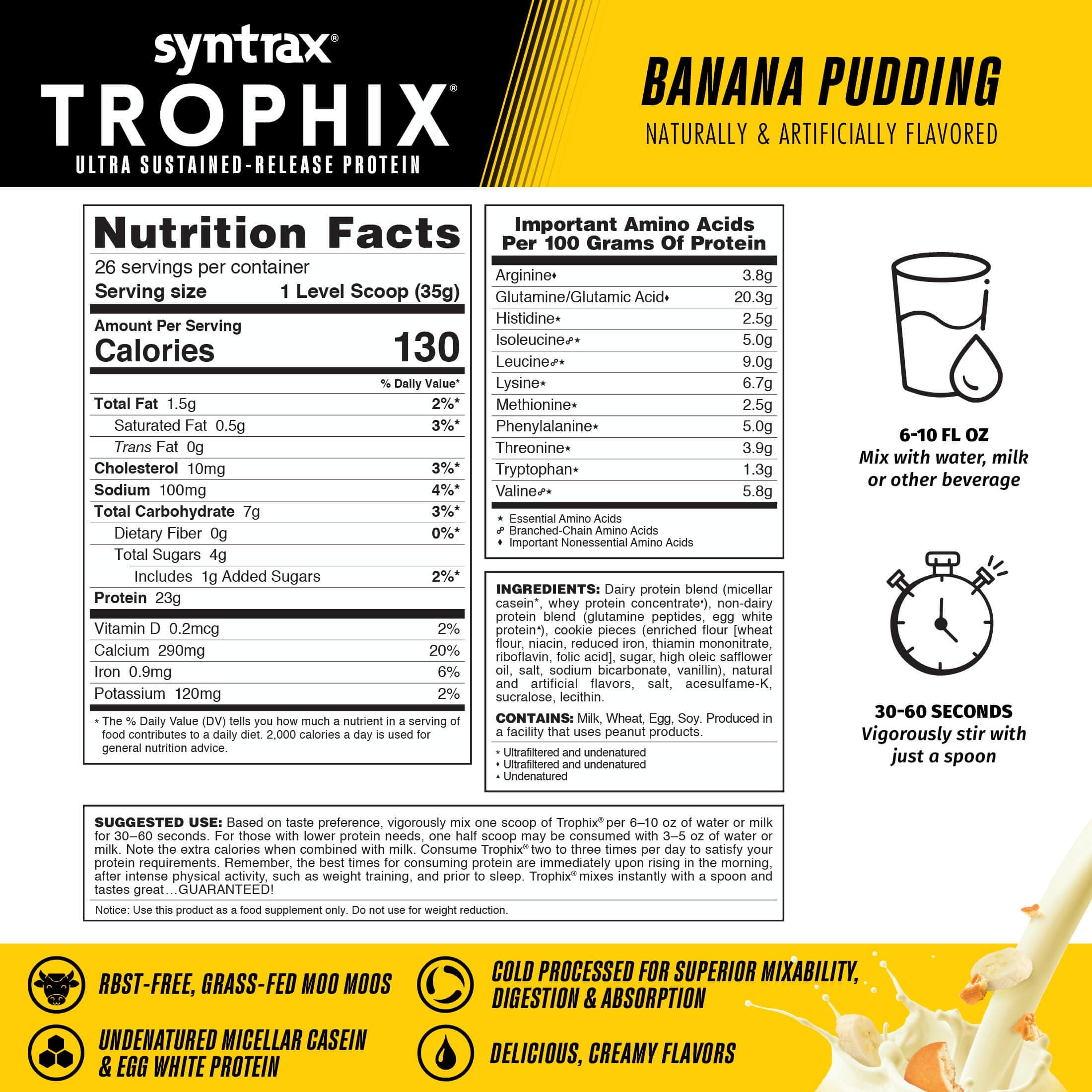 Creamy texture close-up of Syntrax Trophix Banana Pudding powder