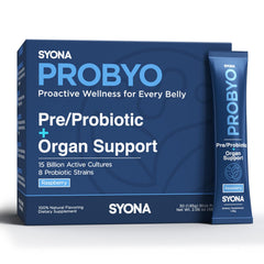 SYONA PROBYO immune support probiotic bottle promotes daily digestive balance.