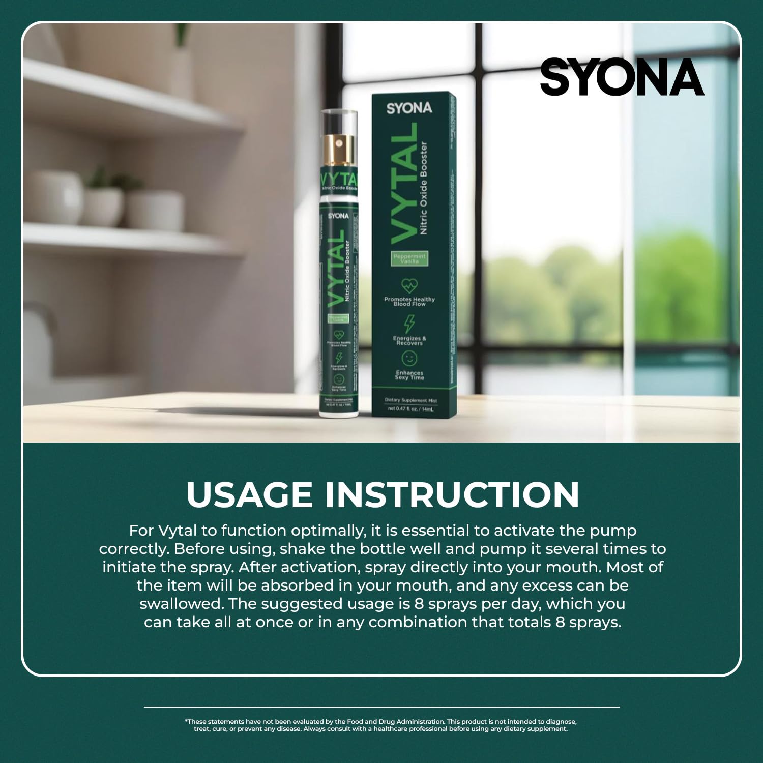 SYONA VYTAL boosting spray is ready for on-the-go use in daily routines