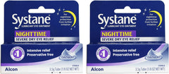 Systane Nightime Eye Ointment 2-Pack bottle front for overnight moisture protection.