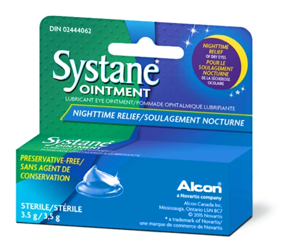Systane Nighttime Eye Ointment packaging with 3.5g tube for overnight hydration.