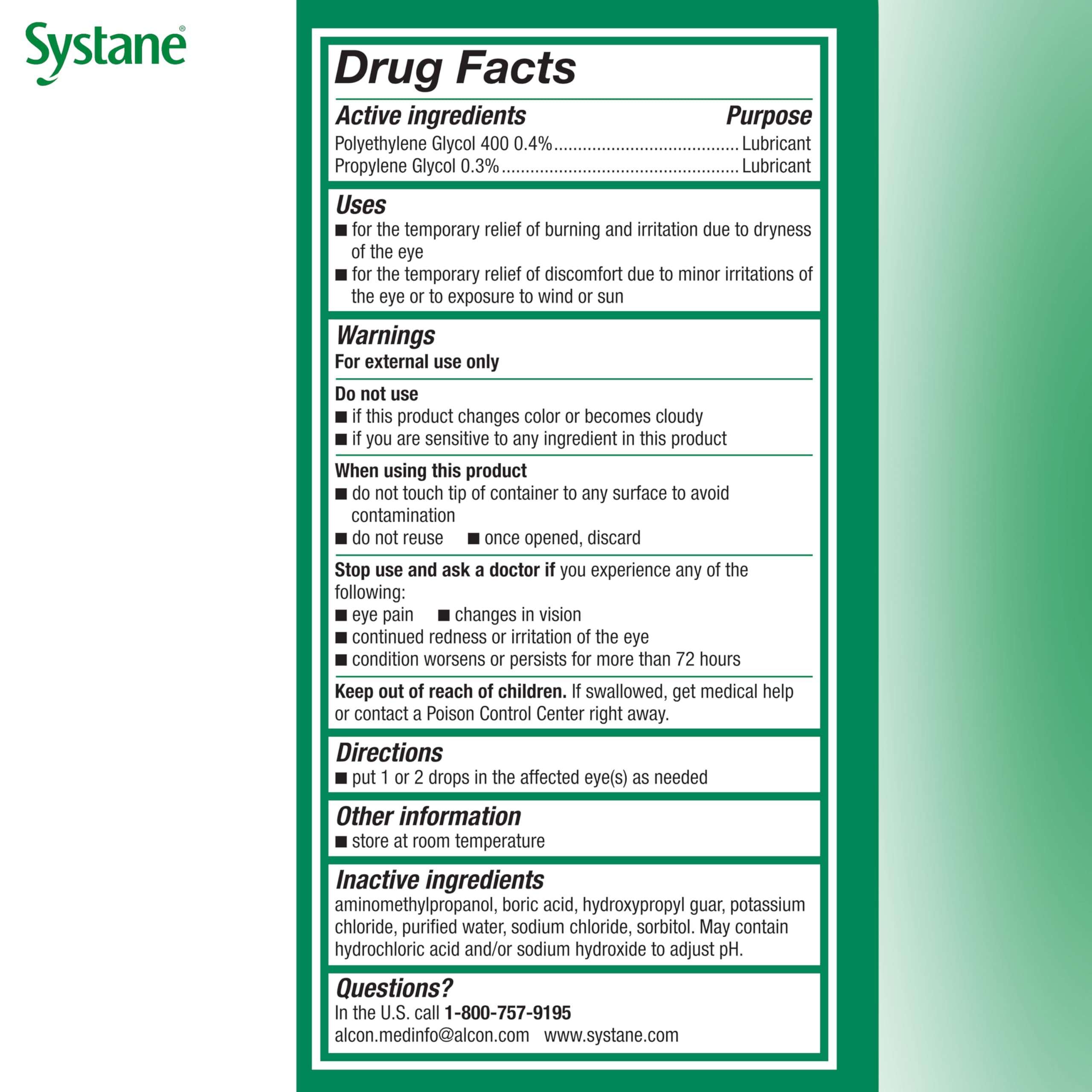 Systane Ultra dry eye benefit visual communicates temporary relief