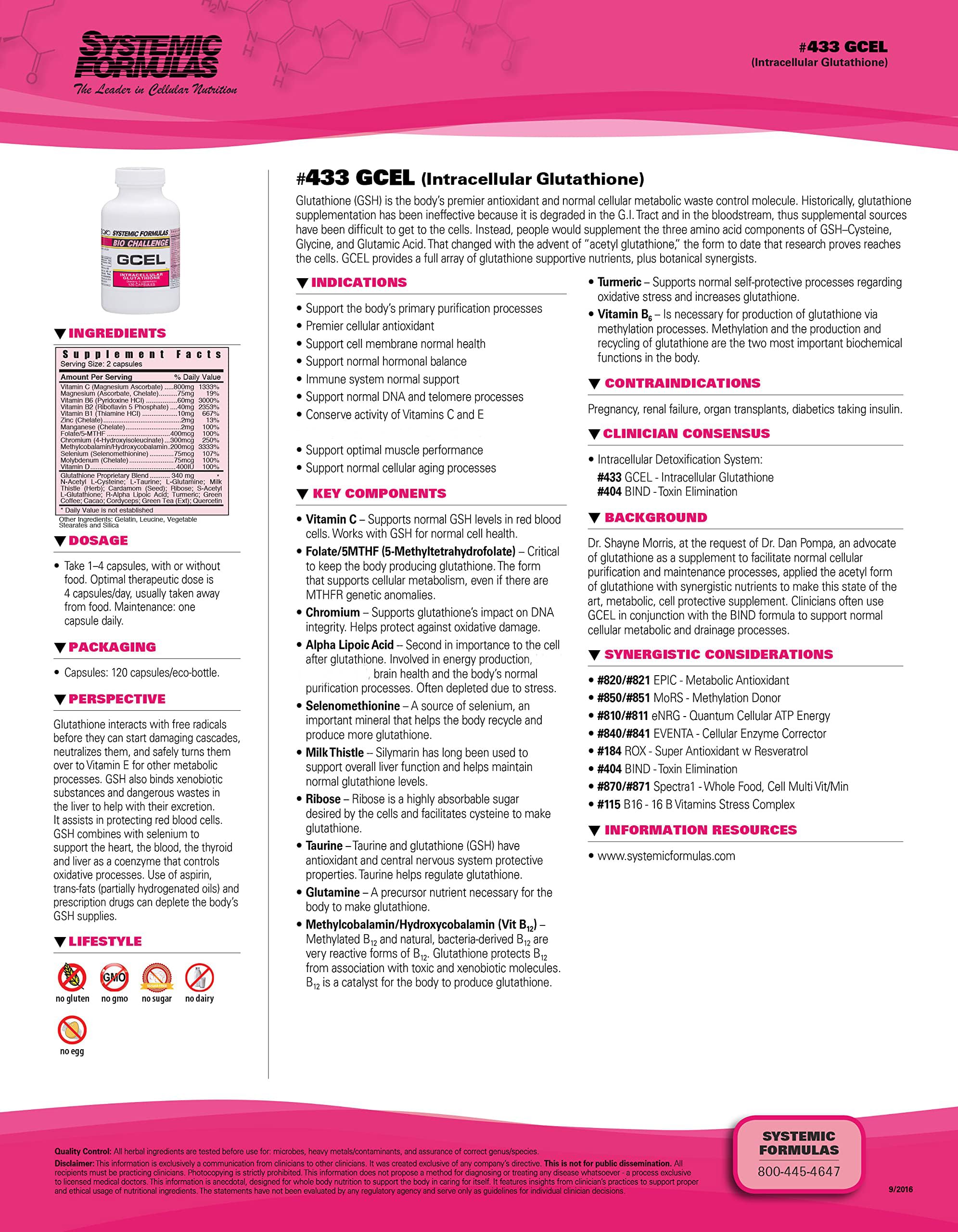 Systemic Formulas GCEL bottle back with label details for informed use.