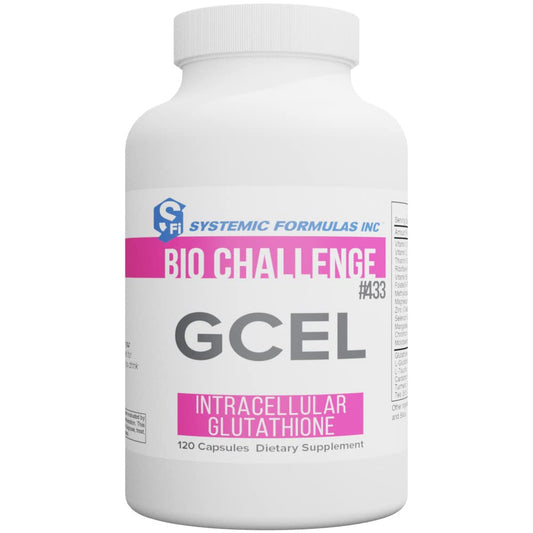 Systemic Formulas GCEL bottle front view, offering antioxidant support.