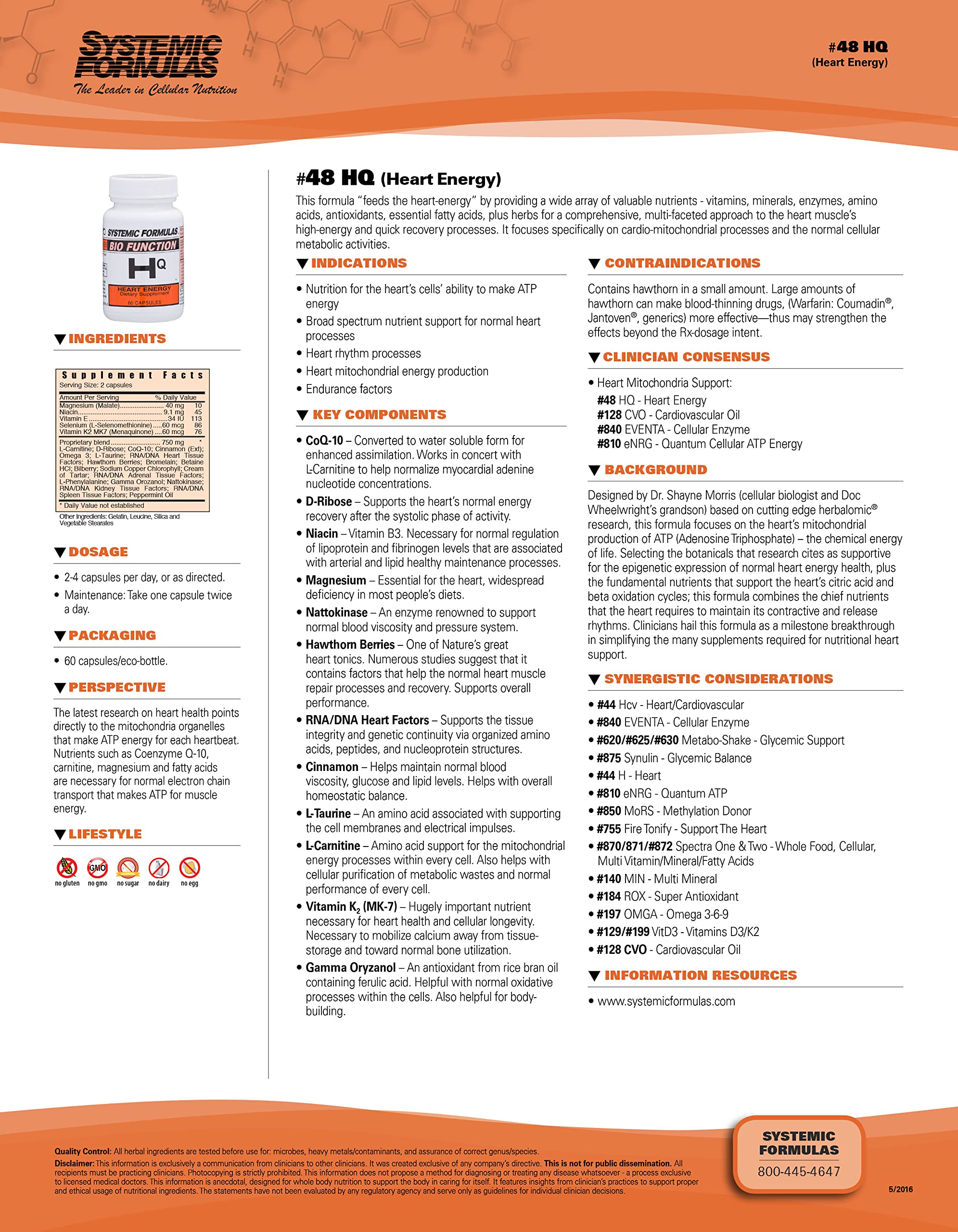 Systemic Formulas Heart Energy label closeup for quick ingredient recognition.