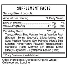 Systemic Formulas N3 Relaxa label detail highlighting 60 capsules count