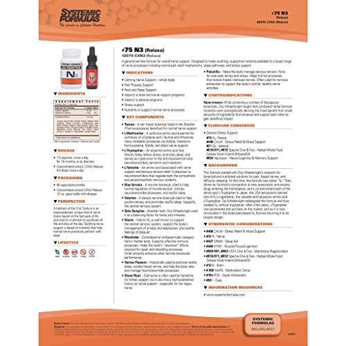 Systemic Formulas N3 Relaxa packaging box with clear product details