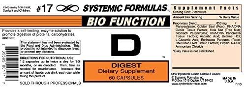 Systemic Formulas D - Digest ingredients overview for enzyme support