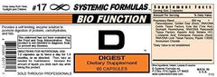 Systemic Formulas D - Digest ingredients overview for enzyme support
