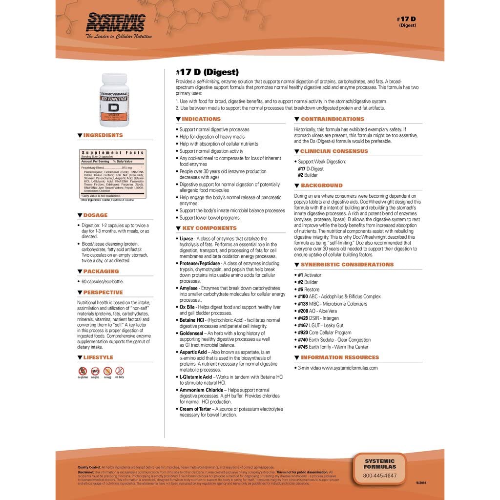 Systemic Formulas D - Digest packaging box for adults