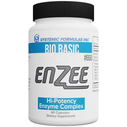 Systemic Formulas ENZEE bottle and label showing potent enzyme blend for flexible metabolism