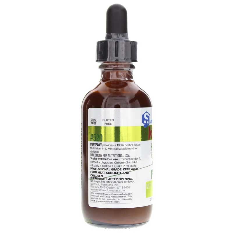 Systemic Formulas Fun Play Kidz Play packaging on shelf, trusted daily health option.