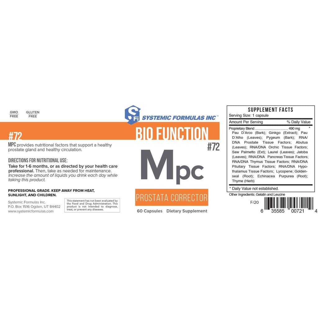 Systemic Formulas MPC bottle label highlights ingredients for circulation.